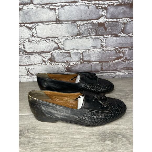 Roger Bowman’s Black Leather Basketweave Kiltie Tassel Loafer Dress Shoes Men 10 main image 11